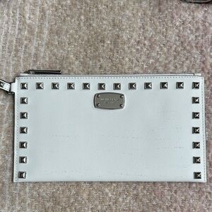 Michael Kors Silver-Studded White Pouch